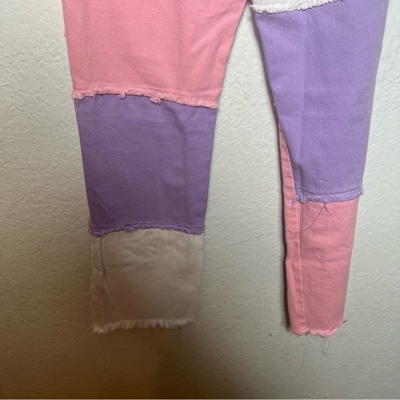 PAODIKUAI Women Patchwork Jeans Raw Hem Denim Pants Slim Bootcut Jean - Picture 6 of 11